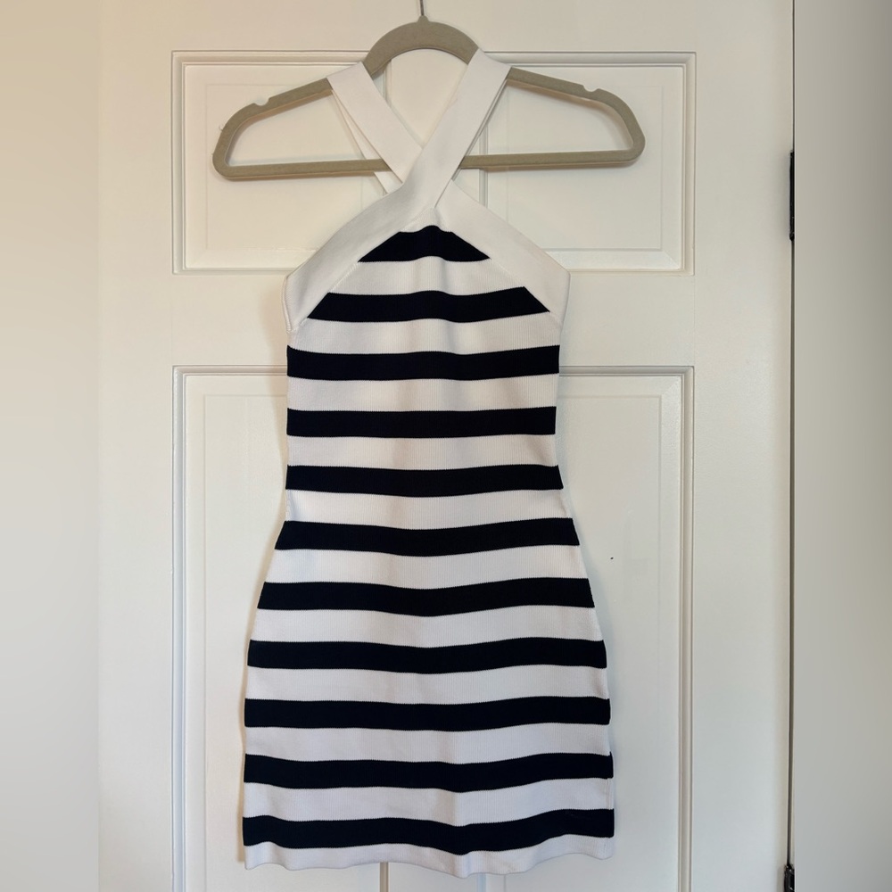 ARITZIA BABATON Criss Cross Dress Navy & White Stripped size S